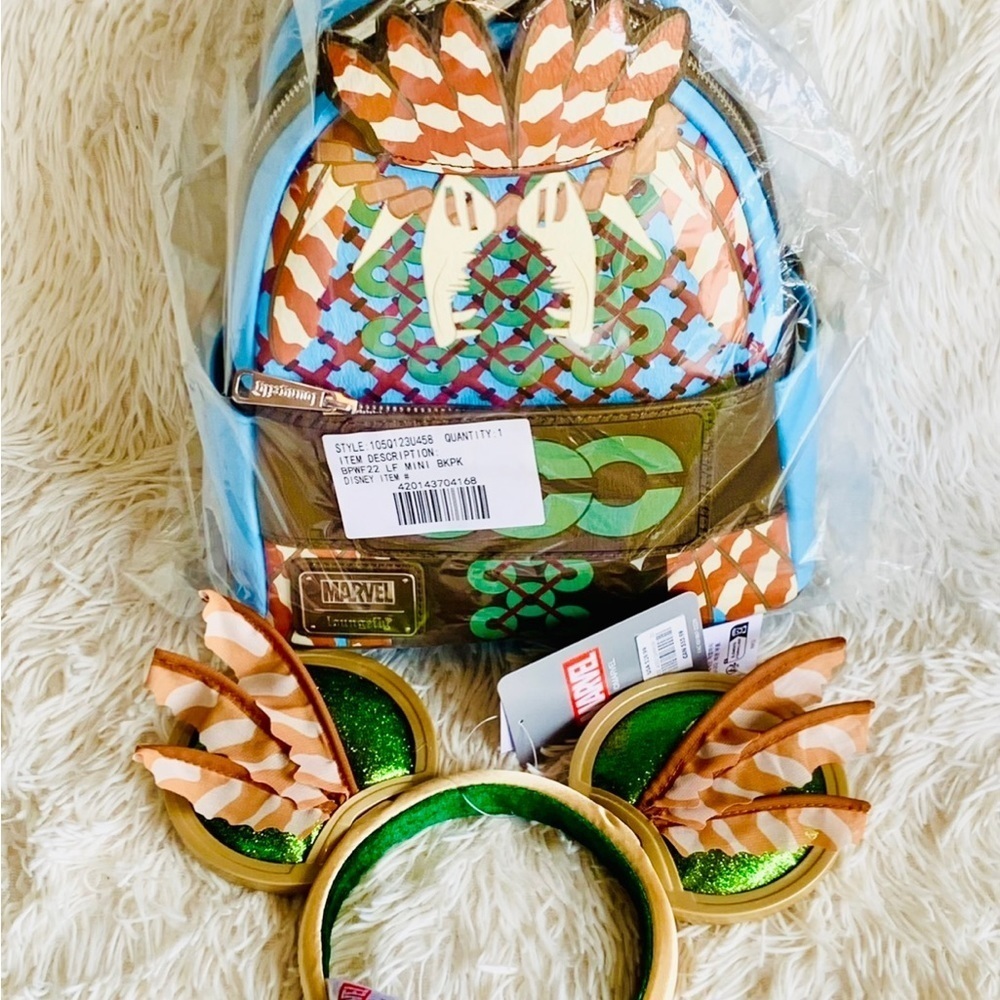NWT LOUNGEFLY BLACK PANTHER; WAKANDA FOREVER NAMOR MINI BACKPACK & DISNEY EARS - Picture 11 of 12